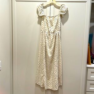 Society Amuse size medium NEW dress! Cream with black “dots”. MIDI length.